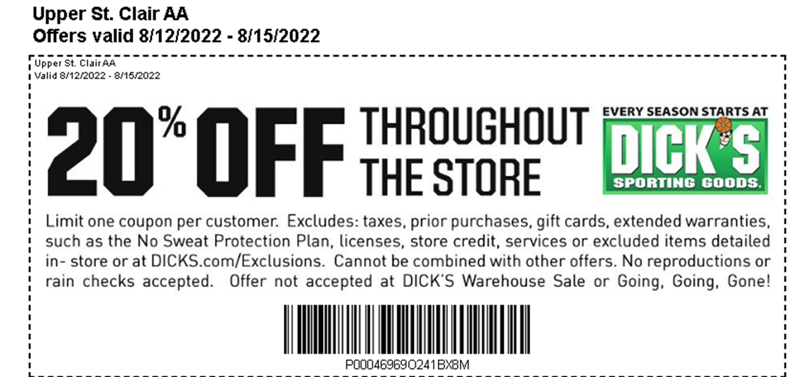 Dick's Sporting Goods USCAA 20% Discount Weekend